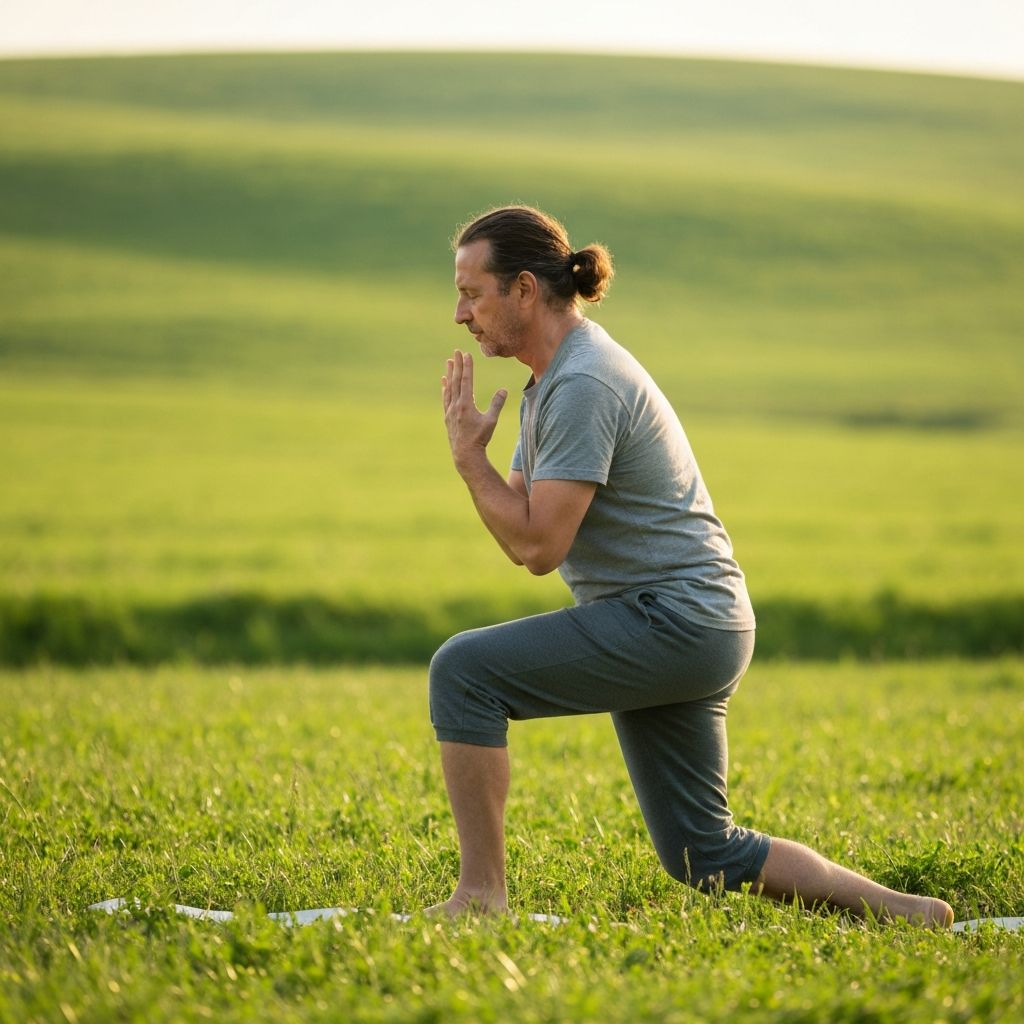 Person doing yoga or light exercises outdoors